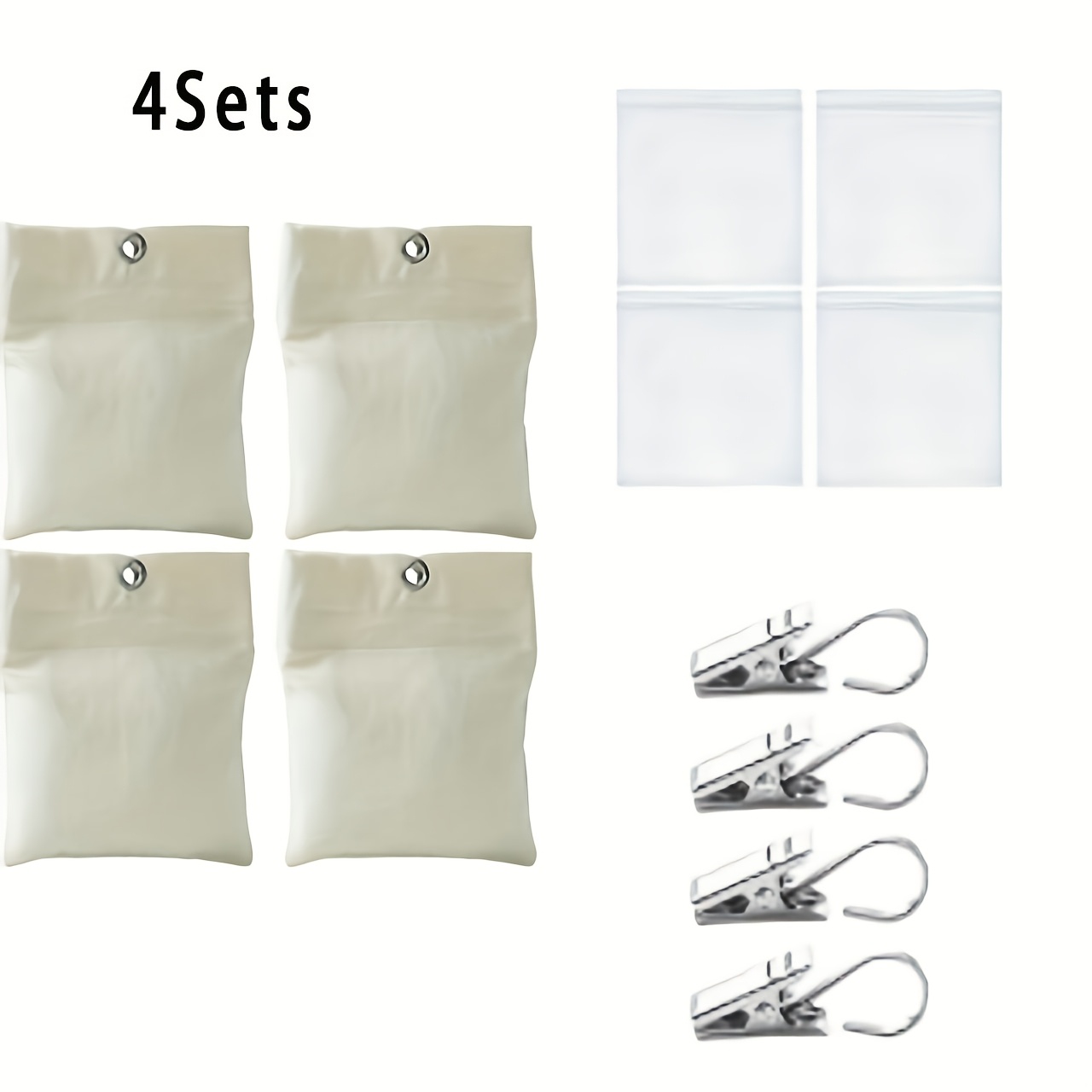 Image of 4pcs Pack Outdoor Curtain Weights, Outdoor Curtain Sandbag Weight Bag Curtain Bottom Suitable For Patio Curtain Weight Bag Fixing Clip Suitable For Curtains Cabin