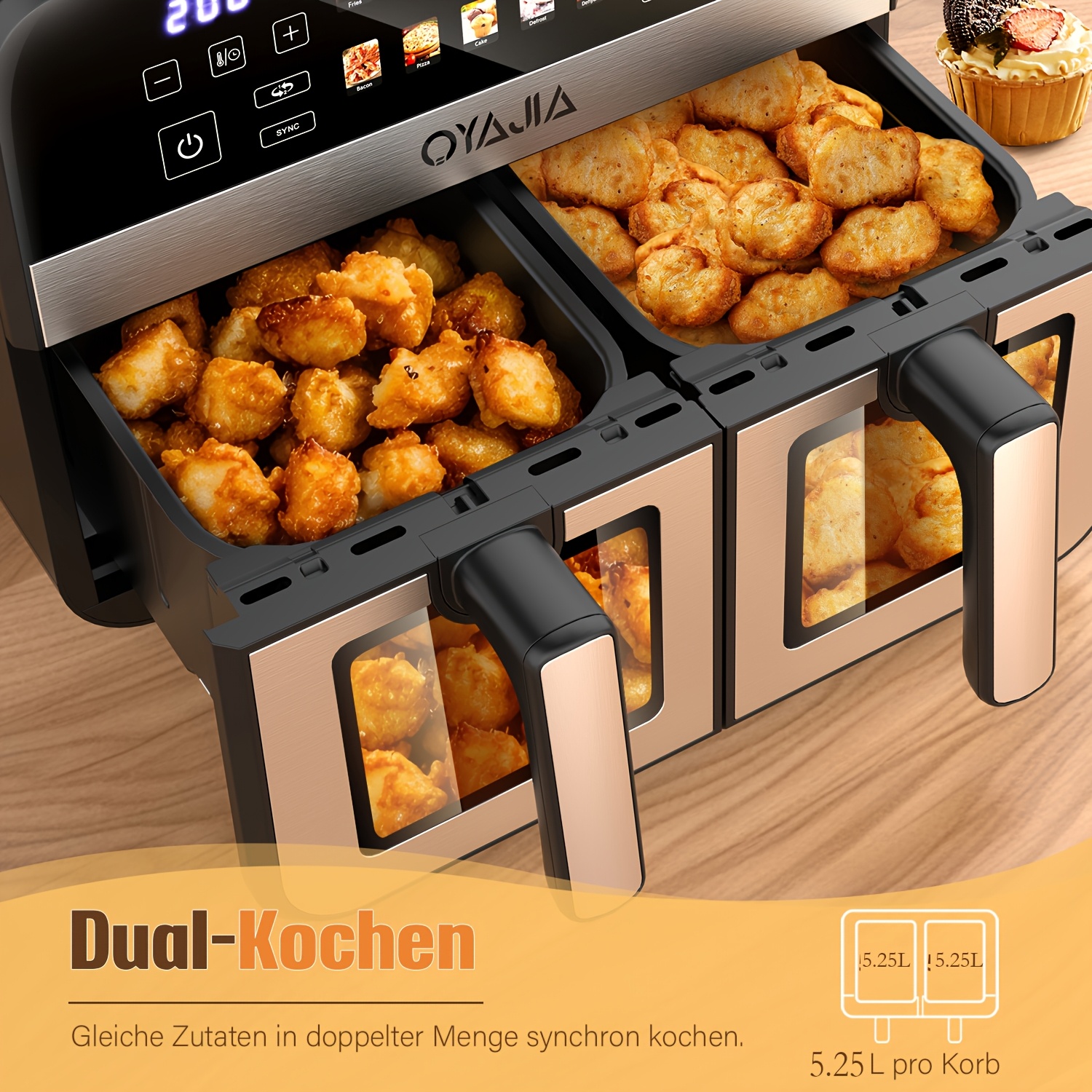10.5L 10-in-1 Dualzone Airfryer met 2 aparte frituurmanden