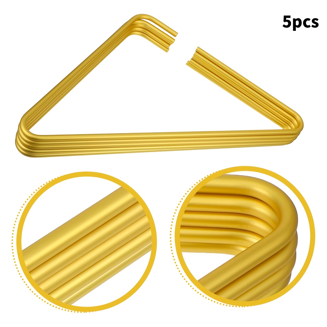 Image of Triangle Shape Coat Hangers, 5pcs Durable Clothes Hangers, Non Trousers Scarf Wardrobe Hanger Organizers Golden/silvery/grey
