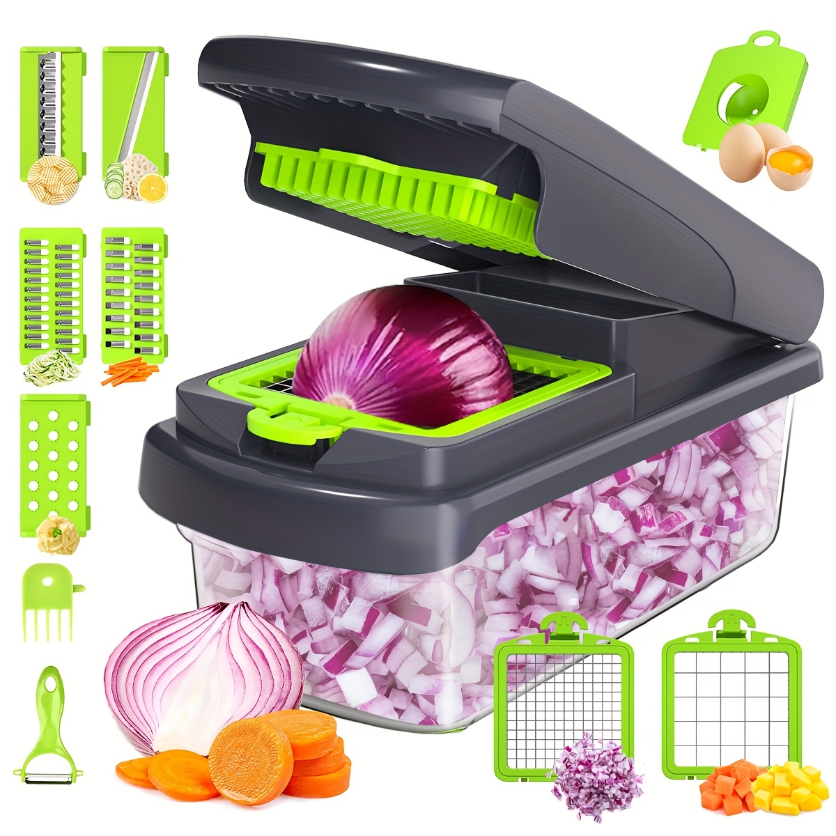1 Multifunctional Vegetable Cutter 14 In 1 Manual Plastic