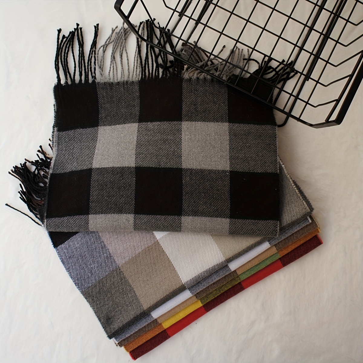 Cozy British-Inspired Plaid Scarf - Imitation Cashmere, Thick & Warm for Autumn/Winter, Perfect Couple's Gift, Colorful, Korean Version details 12