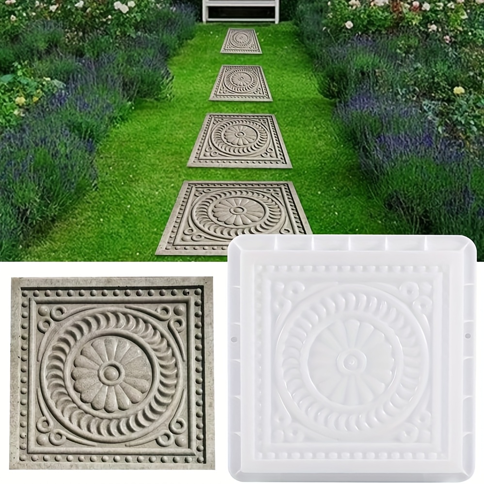 Image of Classic For Lotus Design Stepping Stone Mold, Reusable Mold For And Gardens - Detailed Geometric Pattern, User-friendly Pp Plastic Mold For Vintage Architecture Decoration