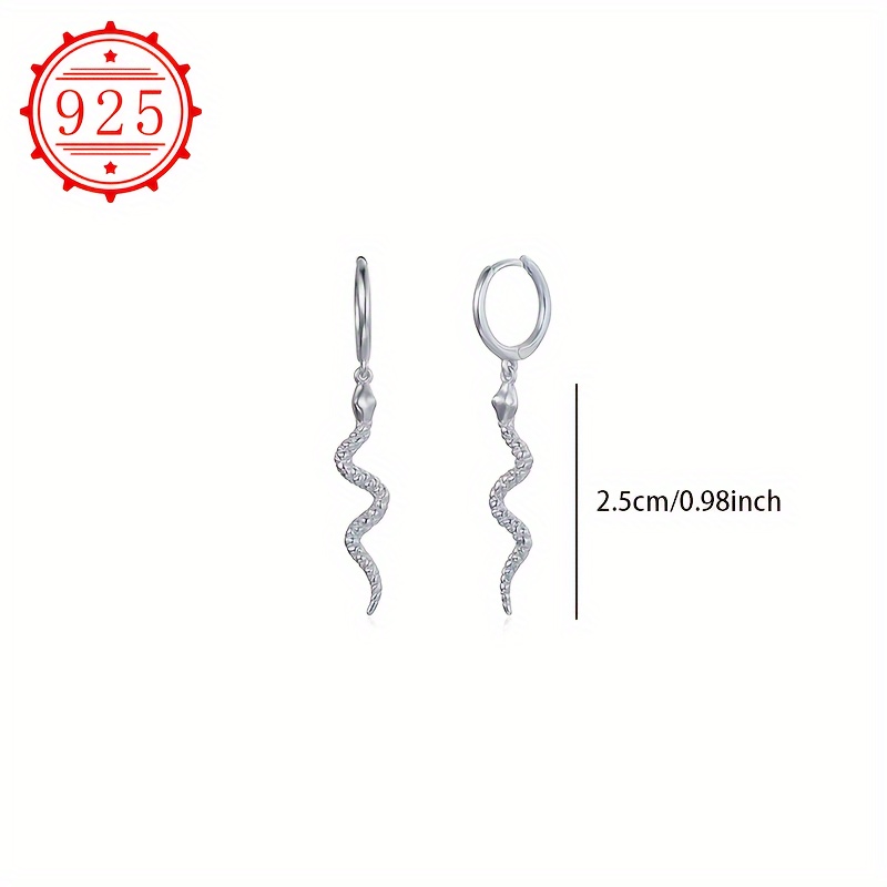 925 Silver Snake Shaped Hypoallergenic Earrings