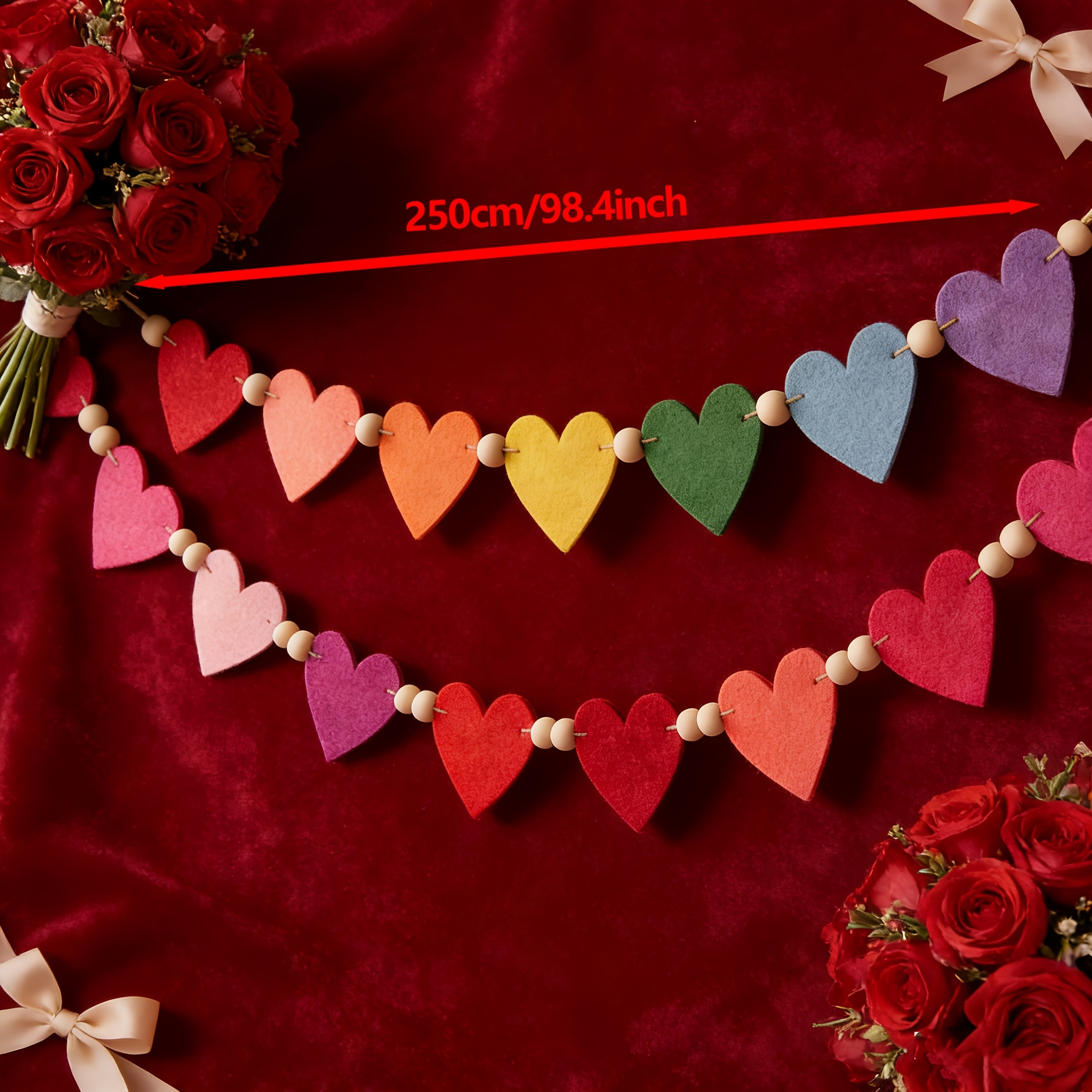 TEMU 1 Set, Red/pink/blue/green/yellow Combination Love Banner, Pull Flag, Colorful Love Decoration, Banner Pull Flag Hanging Decoration Theme Party
