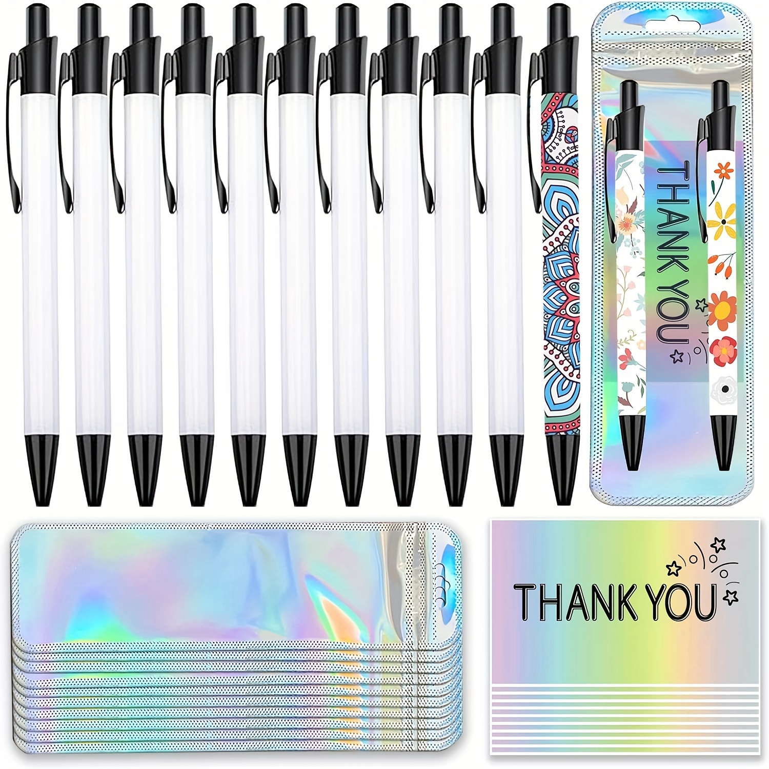 

30pcs Blank Sublimation Pen Set With Colorful Gift Bag & Thank You Cards - Ideal For Writing, Drawing, Diy Crafts & Party Favors