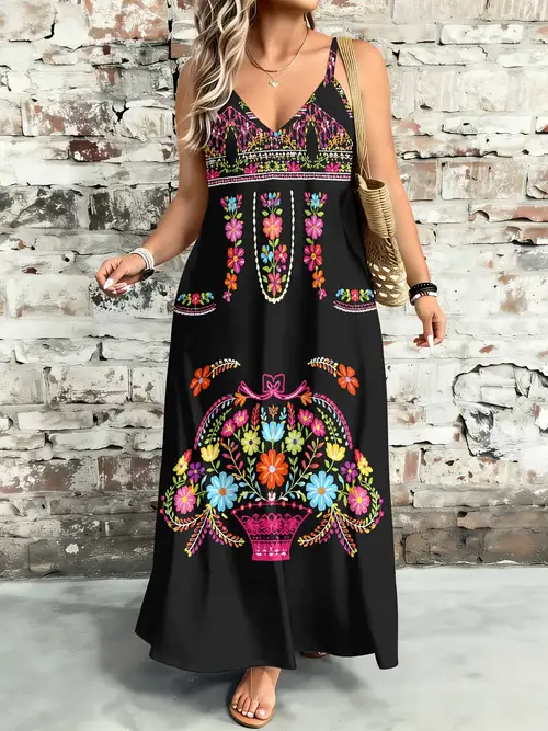 maxi mexican dresses for women Traditional Long Mexican Dresses Mexican Embroidered Maxi Size Wedding Style