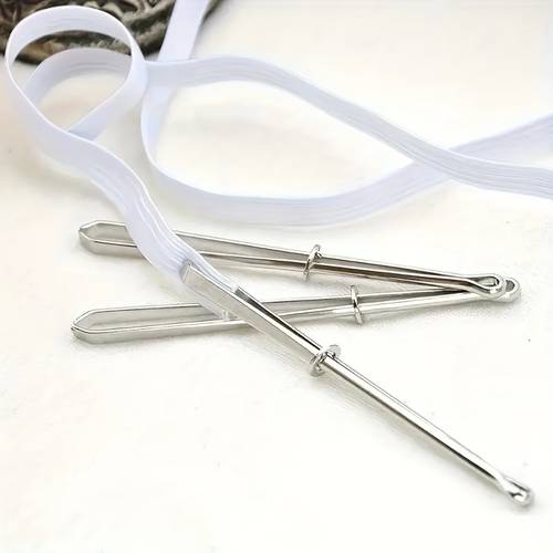 1pc silver gray elastic band threading clip a sewing tool for belts ideal for pants sewing supplies and handmade projects