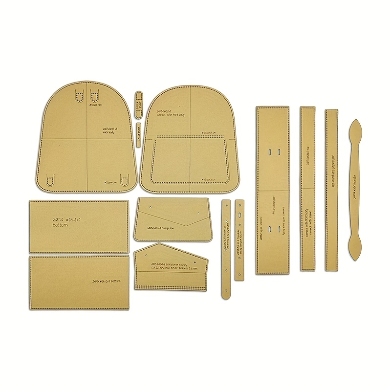 14pcs Casual Backpack Schoolbag Handmade Template Shoulder Making Handcraft Leather Stencil Leather Additions, Wallet Making, Diy Wallet Making