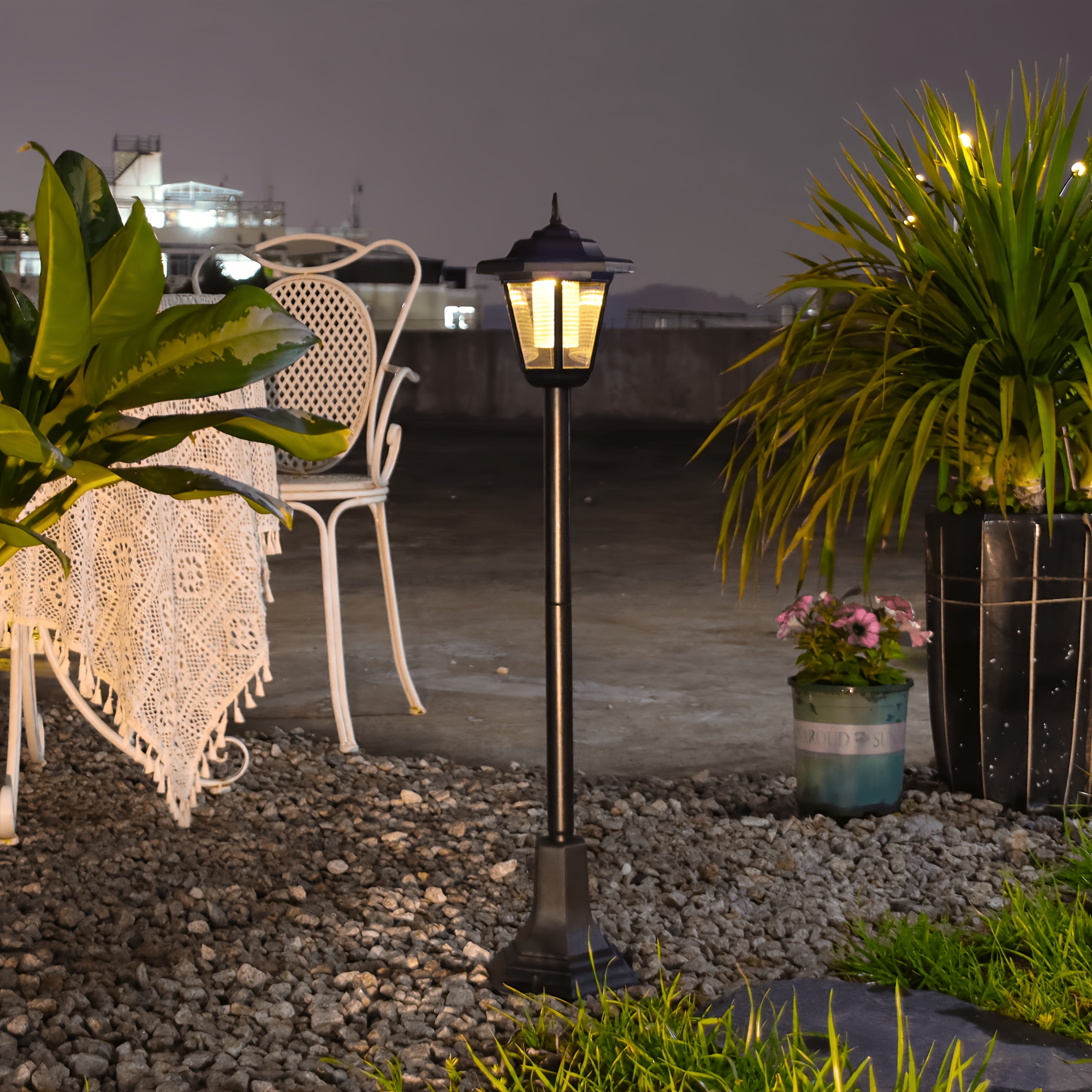 Solar Retro Street Lawn Lamp, Outdoor Cordless Patio Garden Ambient Light, Ip44