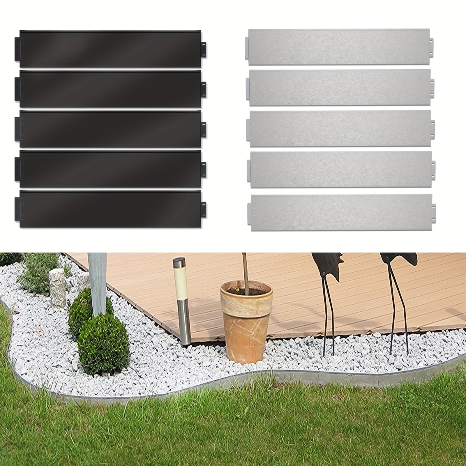 

Lars360 5m 10m Lawn Edging Metal Galvanised Flower Bed Border Mowing Edge Flower Bed 100x15 Cm/100x18cm Edging Mowing Edge Palisade Flower Bed Border Lawn Sheets Garden Bed Silver Black