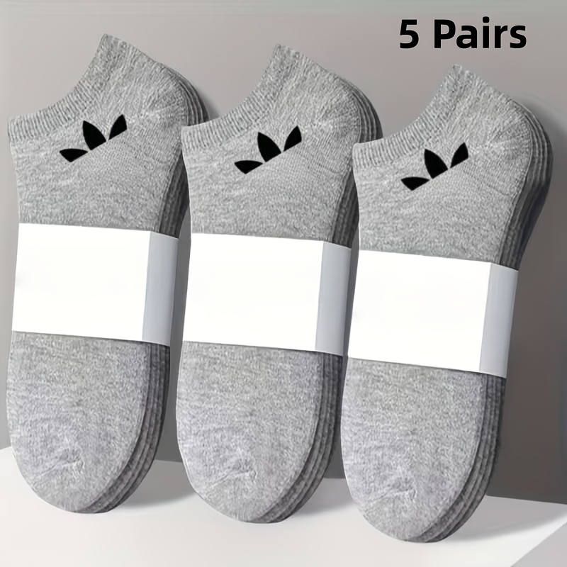 TEMU 5 Pairs Unisex Breathable Moisture-wicking Seamless Socks - Lightweight Suitable For Sports, Gym, Travel & Casual Attire, Solid Color (/black)