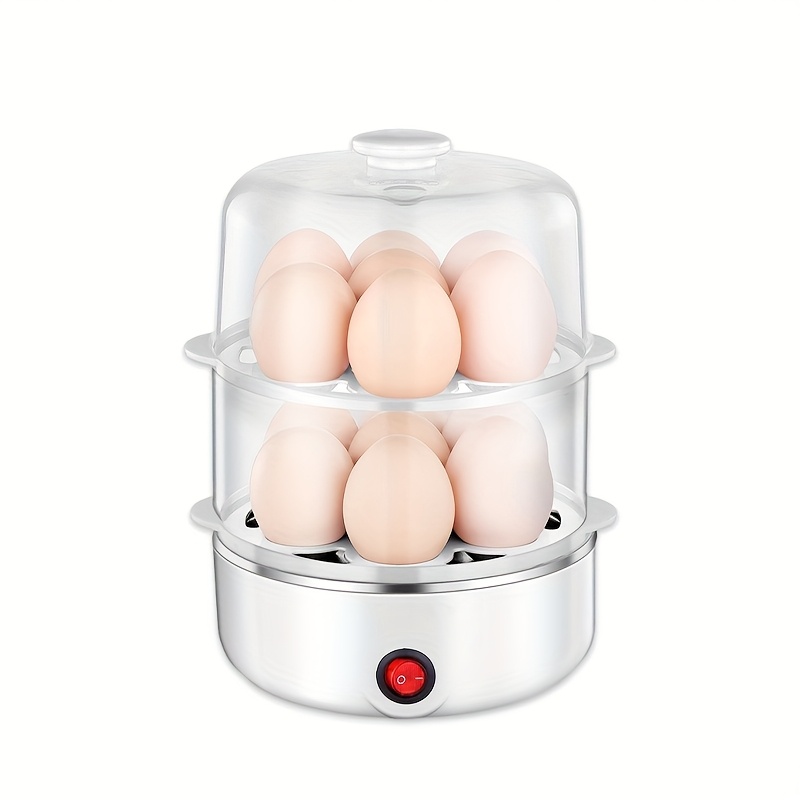 TEMU 1pc Single-layer And Double-layer Mini-egg Cookers, Automatic And Dry-burning-proof Egg Steamer, Home Office , Cooker, Egg Custard , An Essential Artifact For 's Breakfast.