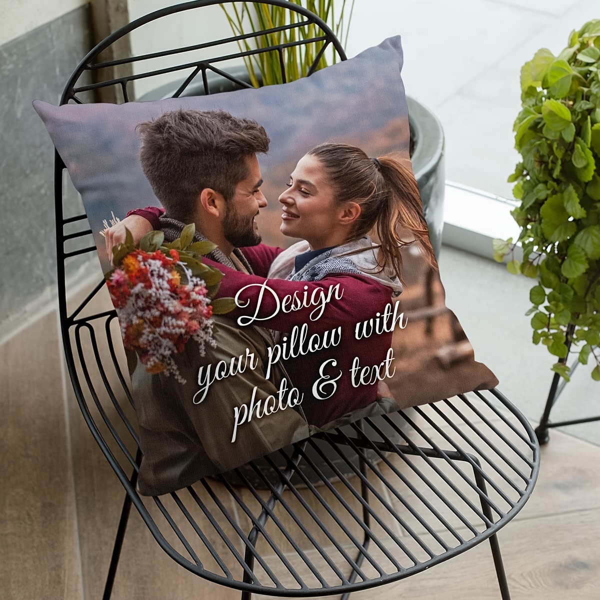 personalized photo text throw pillow cover soft polyester knit fabric   valentines day anniversary christmas birthday gifts details 2