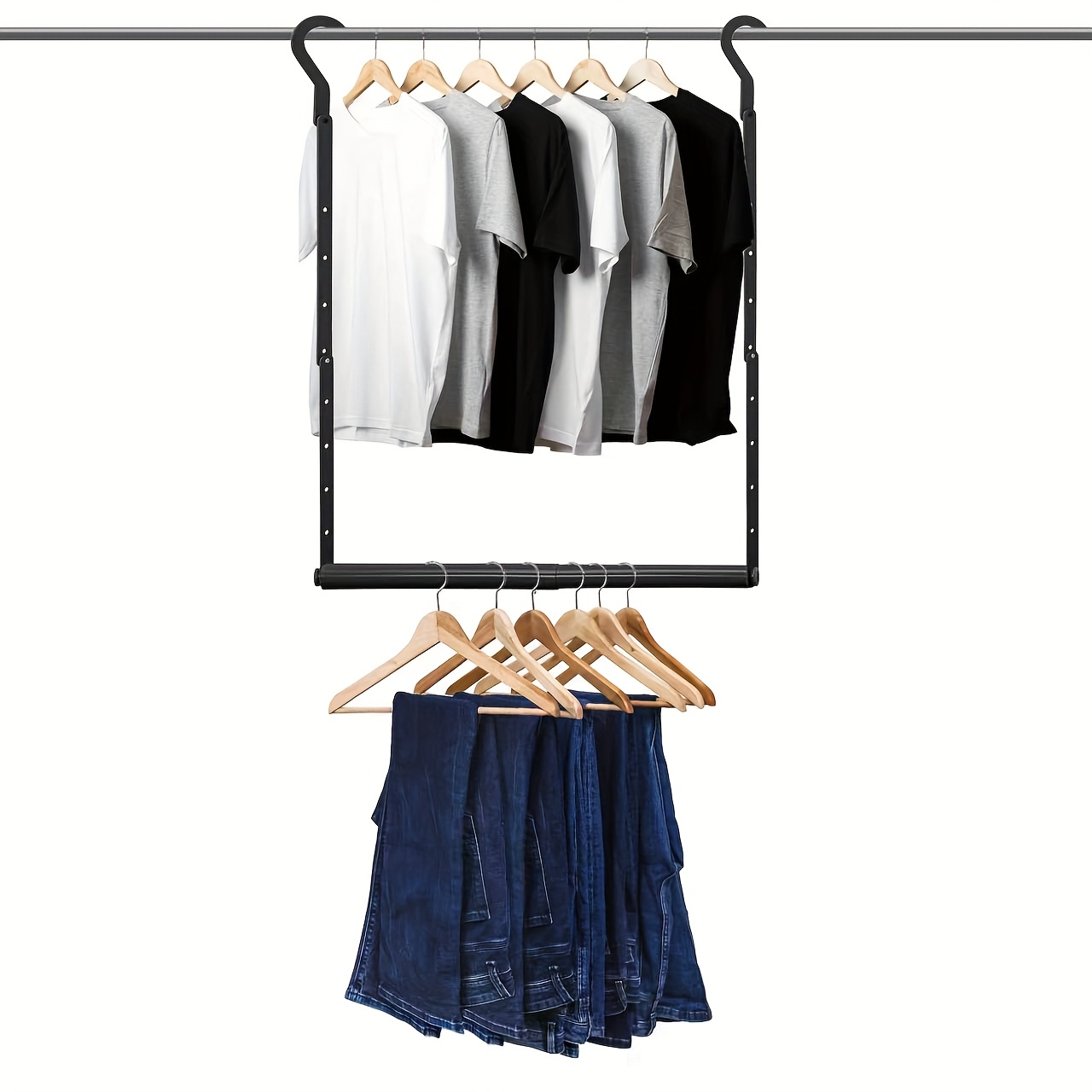 clothes hanging rod garment   for hanging clothes closet clothes   for drying clothes in the closet adjustable clothes rod from 17 to 84 inches heavy duty pull rod black curtain rod for closets and wardrobes