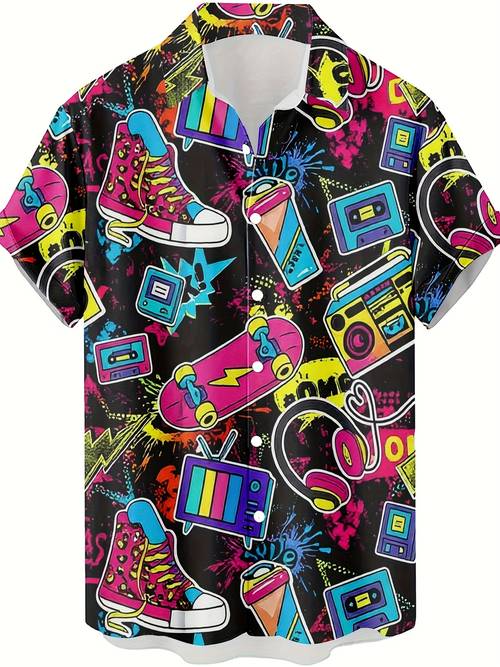 pattern 3d printed mens fashion casual shirt hip hop style hawaiian shirt