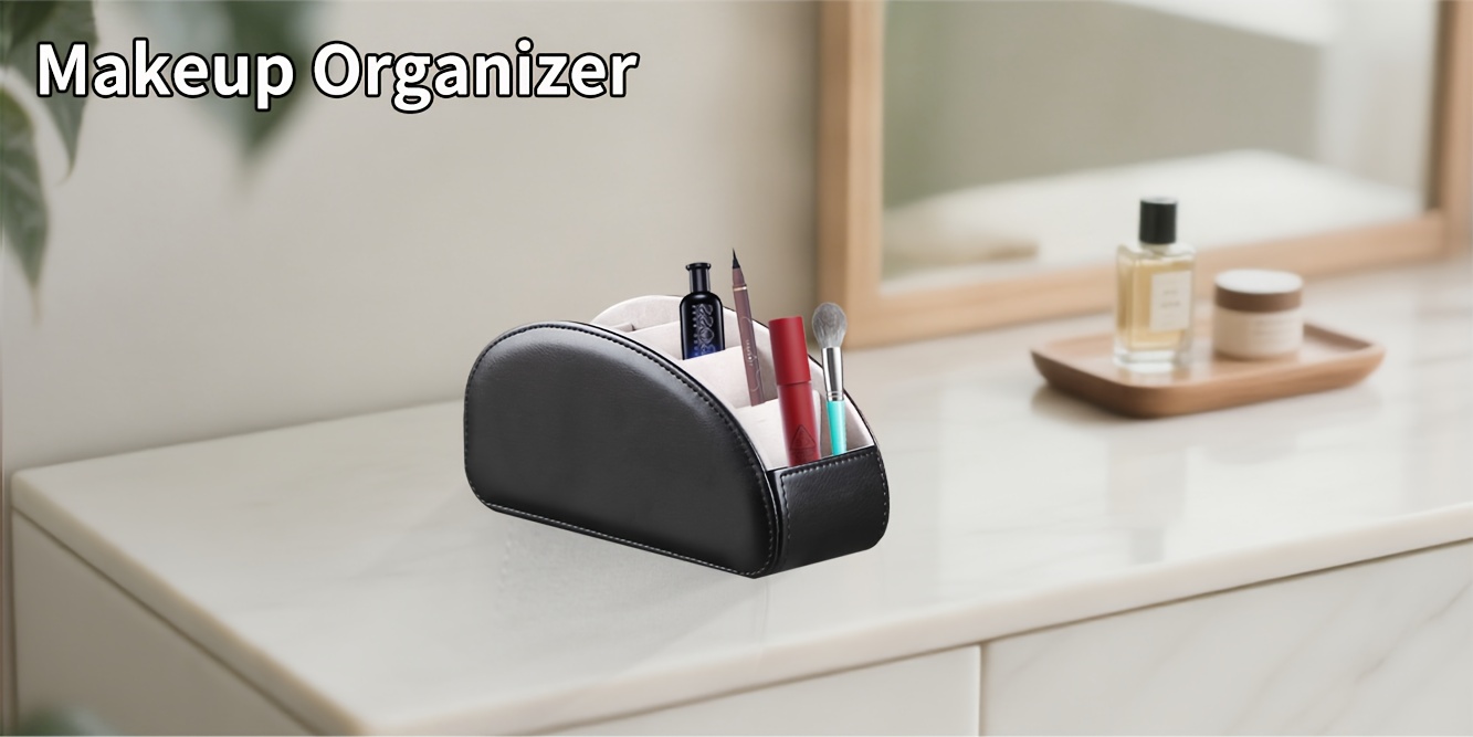 一款带有5个隔层的仿皮皮肤遥控器支架，多功能桌面收纳盒/遥控器整理盒/床头柜遥控器盒/家庭收纳容器，适用于电视遥控器、家电遥控器、笔、眼镜、办公用品、收纳盒整理