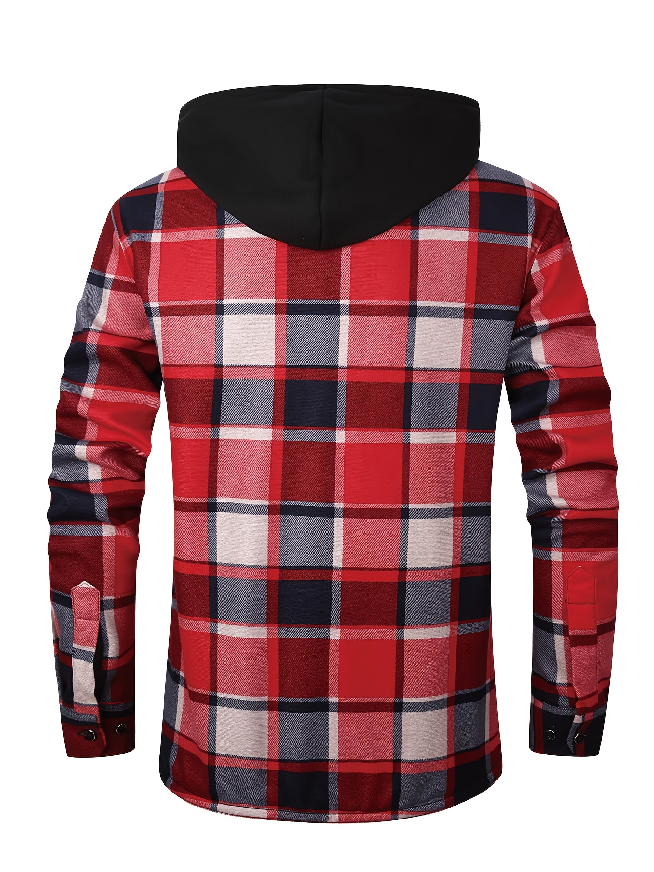 Thermisch werkschort met capuchon voor heren - Heavy-duty fleece gevoerde winterjas met ruitpatroon, volledige ritssluiting aan de voorkant, lange mouwen, overhemdjasje met knoopsluiting voor boerderij, bouw, buiten - Dik geïsoleerd laagstuk (s-3xl) - Ideaal voor Col