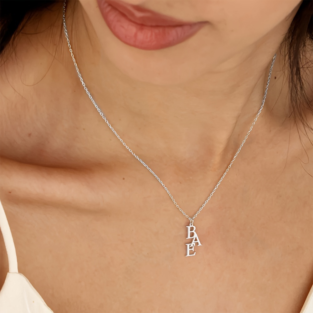 TEMU Custom 1-3 Initial Necklace For Women - Stainless Steel Personalized Jewelry, Minimalist Elegant Design For Casual Attire & Special Occasions,