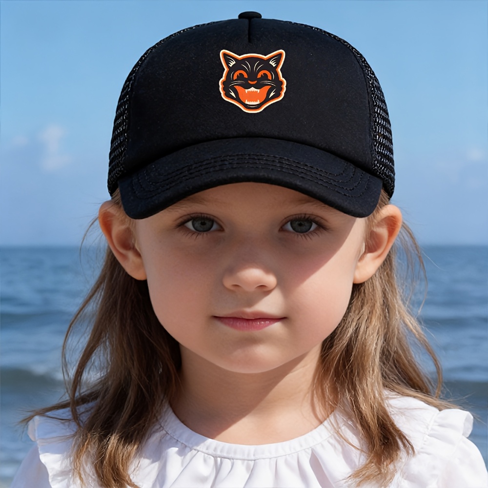 a unisex youngsterss mesh print baseball cap suitable for boys and girls   protective breathable and fashionable trucker hat