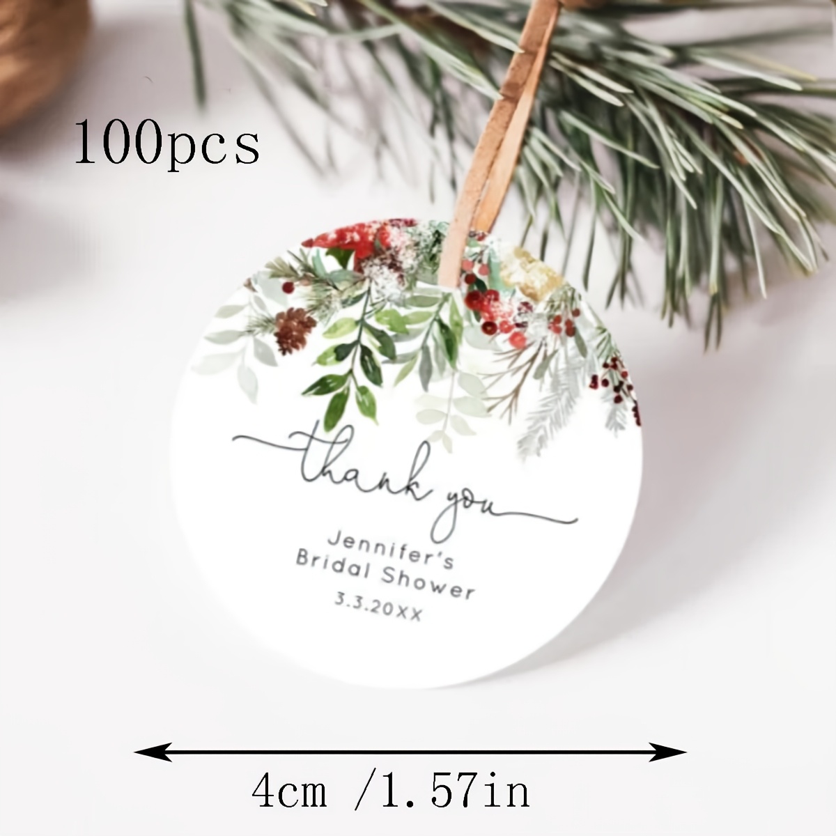 TEMU 100pcs Custom Exquisite Wedding Welcome Gift Tags, Emerald Green Leaf Wedding Welcome Gift Tags, Custom Wedding Favor Tags, Personalized Thank