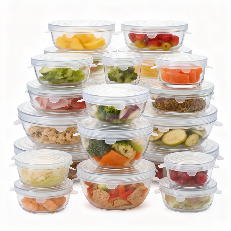 TEMU 18 Pack Flexible Sealing Silicone Bowl Lids - Elastic Stretchable Silicone Covers, Reusable Dishwasher And Microwave Lids, Universal Kitchen