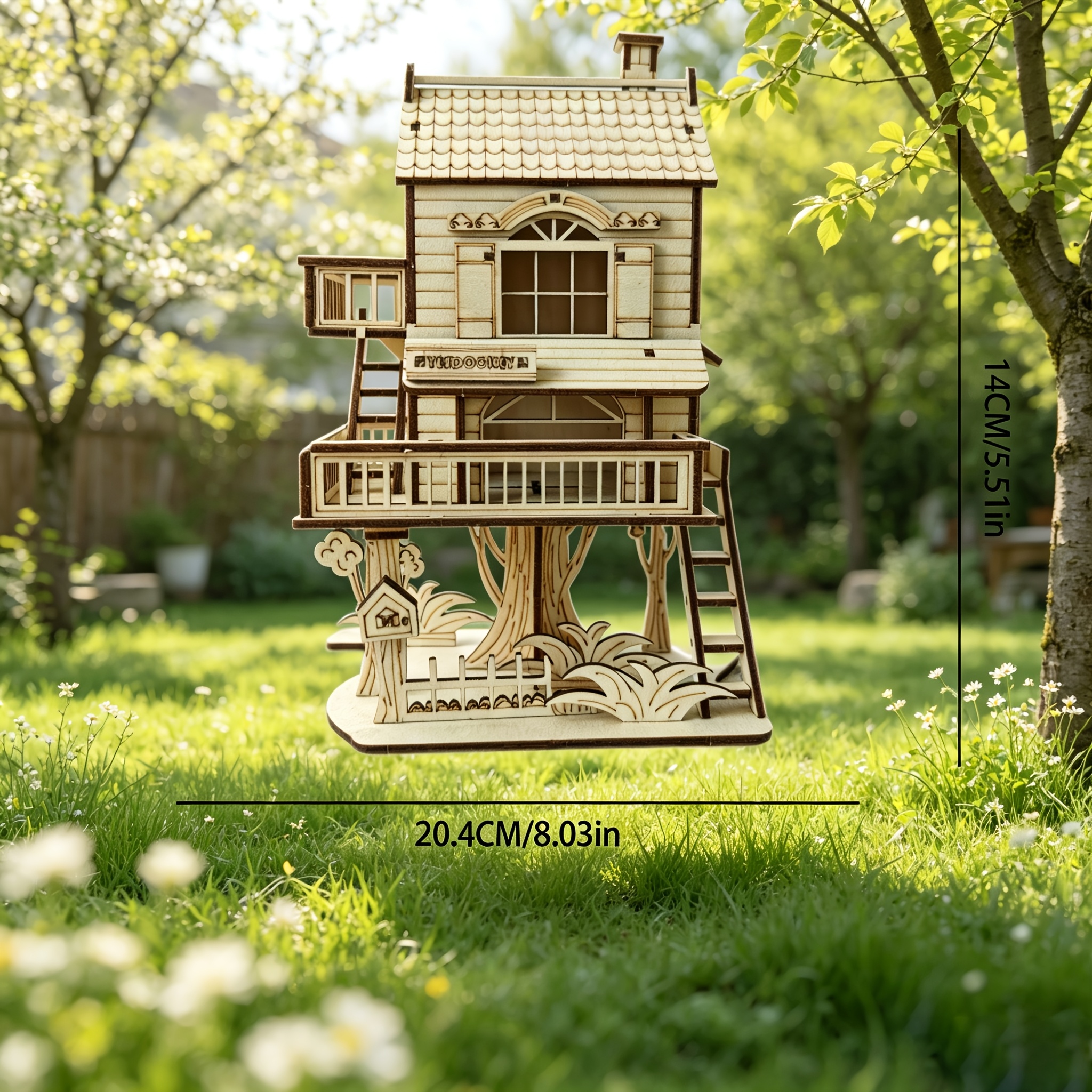 TEMU Puzzle 3D en bois Cabane dans les arbres à étages, kit de bricolage à assembler, modèle et ornement de bureau décoratif