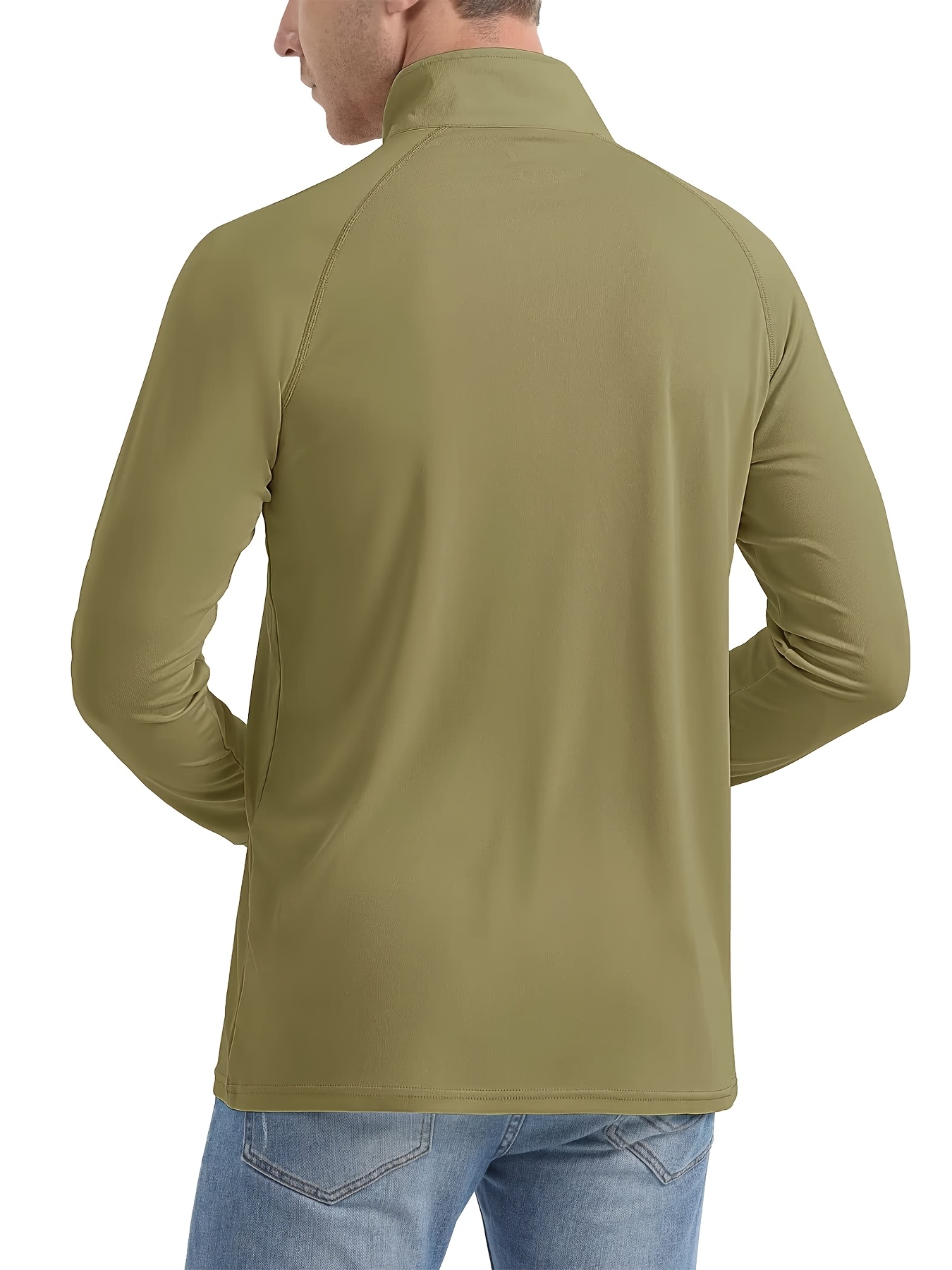 Men's UPF 50+ Sun Protection Long Sleeve Shirt - Lightweight Breathable Moisture-Wicking Quick-Dry Polyester with 1/4 Zip Stand Collar for Fishing, Running, Golf, Cycling, Hiking - Summer Outdoor Sports Shirt, Sun Protection Shirt