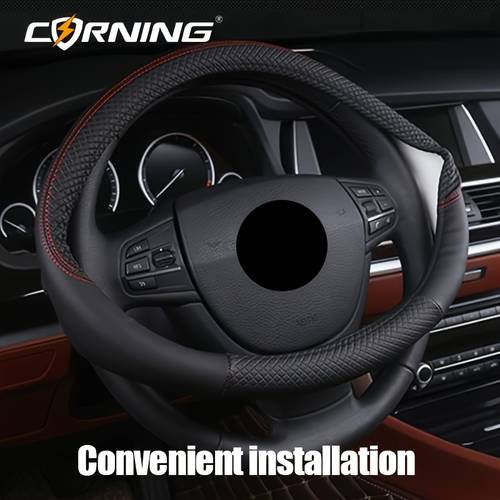luxury pu leather steering wheel cover compatible for cars trucks suvs non steering wheel with install design comfortable for men women vehicle