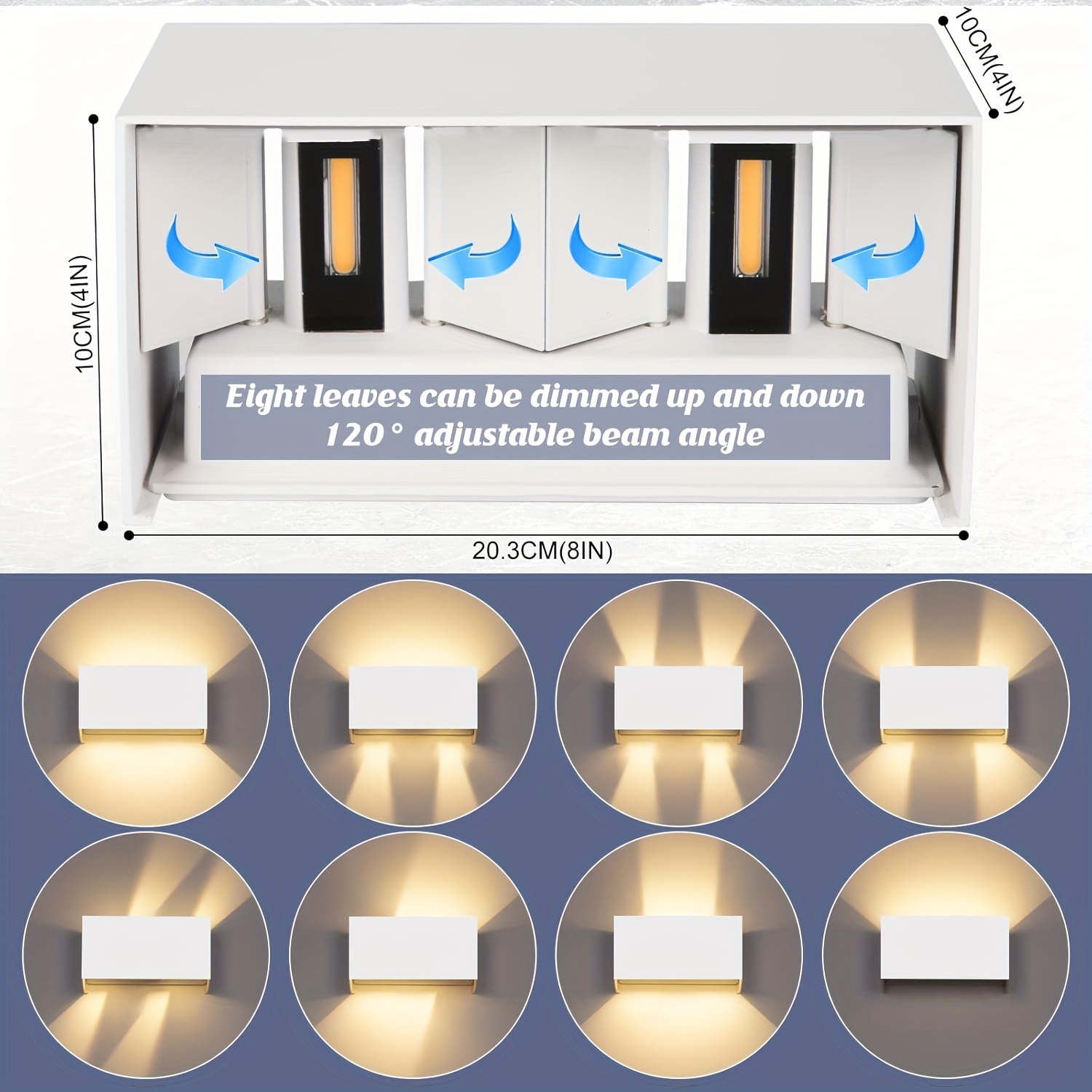 LED Double-Head Wall Light, Black, Outdoor Lighting Wall Sconce, Outdoor Wall Lamp, COB Light Source + Body, 3000K Warm White Outdoor Light Fixture, Up and Down Adjustable Wall Light, Dimmable Beam for Balcony, Courtyard, Corridor, Exterior Wall