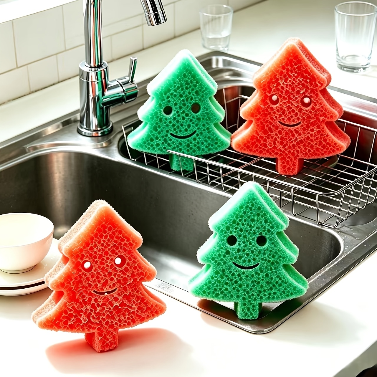 TEMU Random Style, 4pcs Christmas Tree Cleaning Sponges