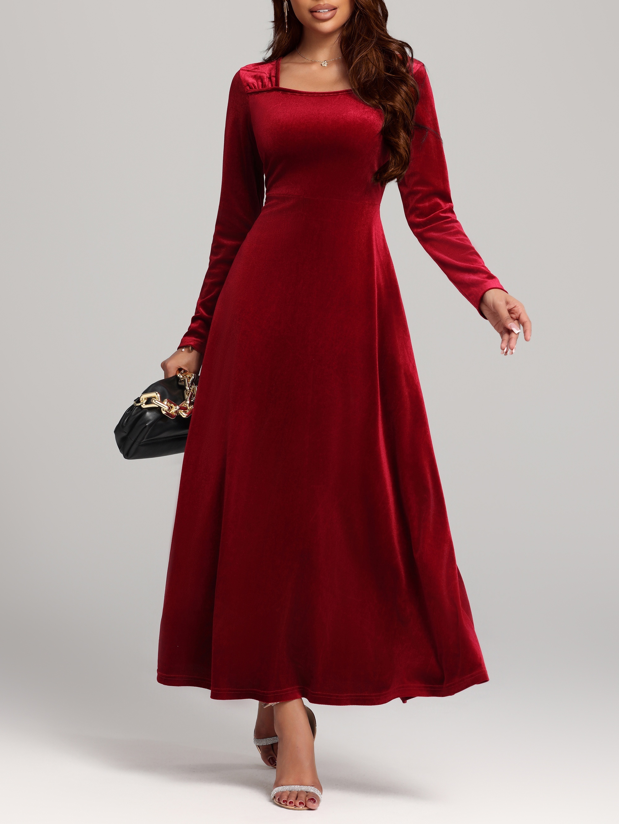 new stylish, elegant, and versatile long-sleeve velvet dress for women,  casual daily wear with comfortable and all-matching design - women's  clothing