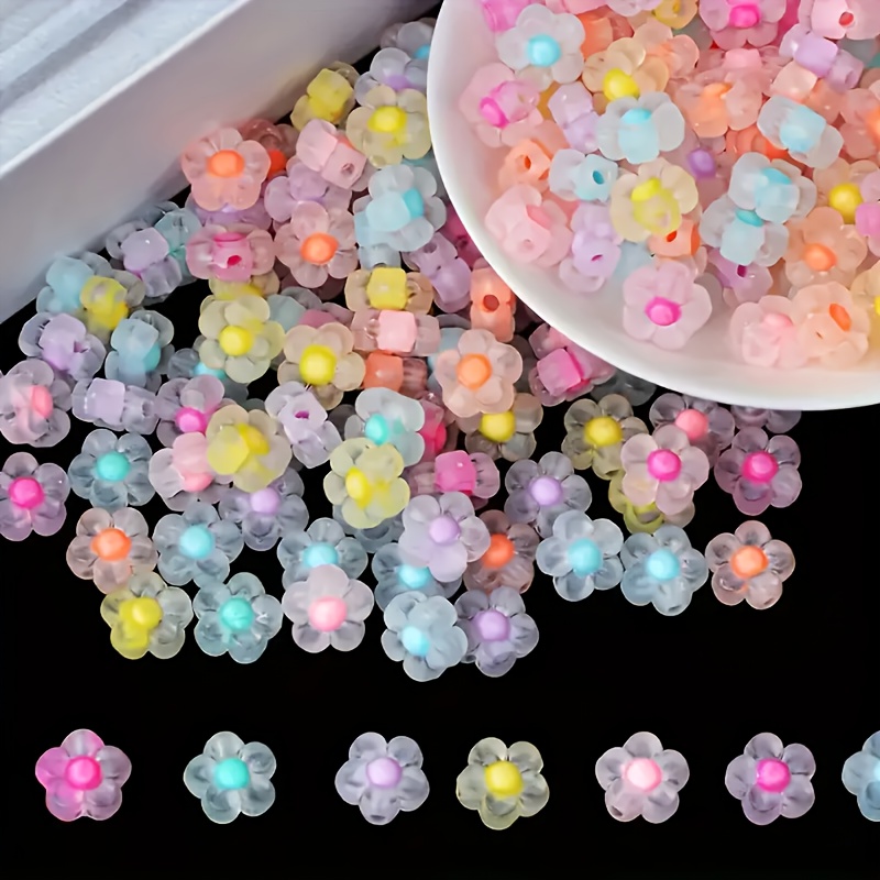 

30pcs/60pcs Acrylic Flower Beads For Jewelry Making, 12mm Matte Color Diy Craft Beads, Hollow Synthetic Stone, Casual Theme, No - Jewelry Making Supplies And Accessories