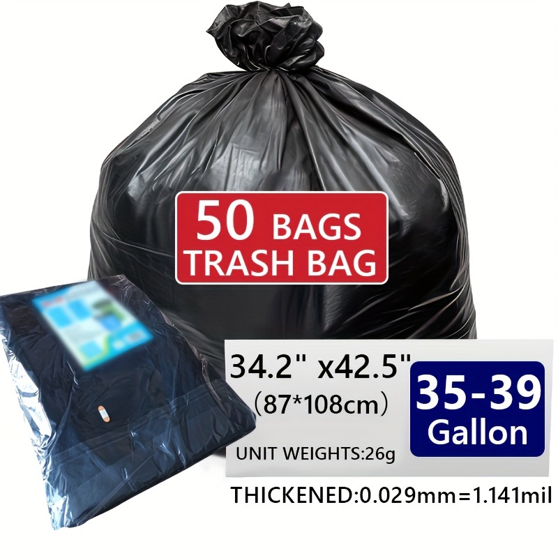  Bolsa de basura negra comercial de gran tamaño de 55 galones,  textura de plástico, bolsas de basura resistentes, paquete de 50 unidades :  Salud y Hogar