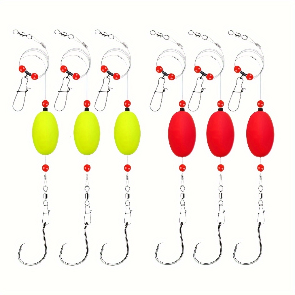 

6pcs 6/0 Hook Rig With Float 23"/59cm Surf Fishing Rigs 45lb Surf Fishing Tackle For Shark