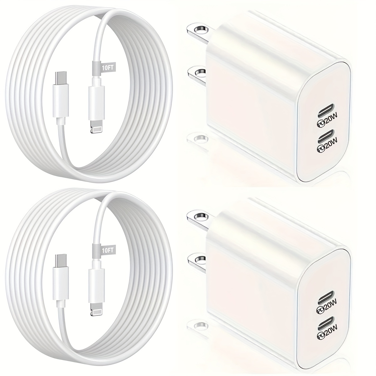 

For Iphone Fast Charger, Fast Charging Iphone Dual Port Pd C Type Wall Charger Fast Charging Adapter 10 Ft Usb-c Lightning Cable Charger For Iphone 14/13/12/pro/max/11/xr/x/ 8/se/ipad