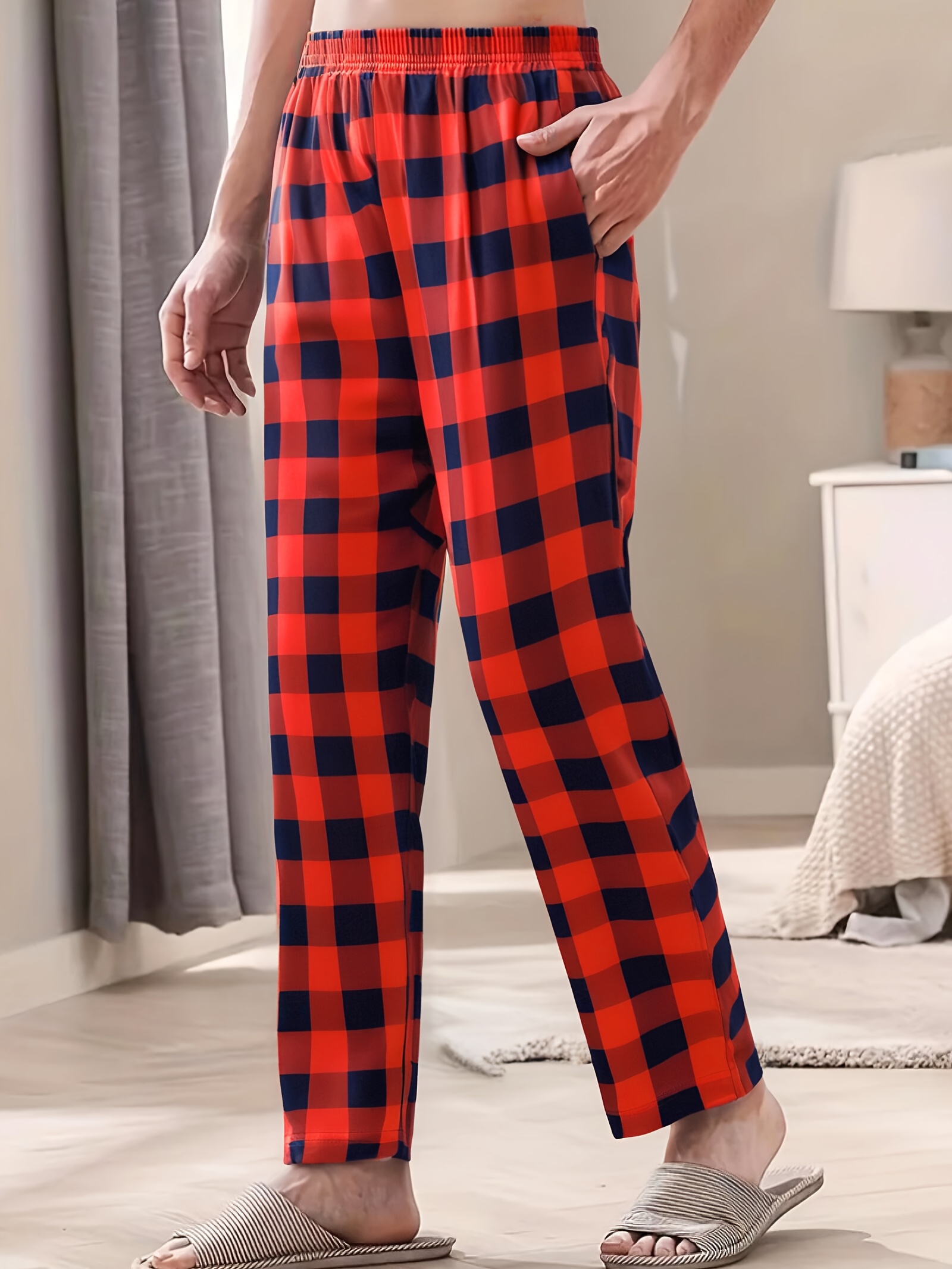 Mens Pajamas Wine Pj Pants Sleepwear Lounge Joggers Men's