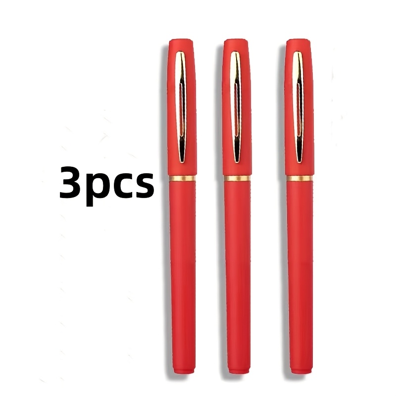Image of 3pcs, 3pcs Red Shell Red Refill Gel Pen, Teacher Correction Pen, Teacher Marker Pen, Red And . Christmas, Valentine's Day, Good Gifts , Teachers And