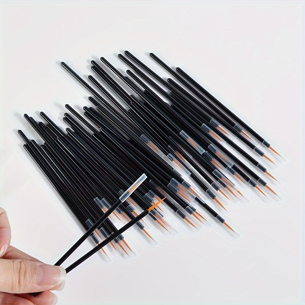 

50pc Nail Art Brushes, Dual-end Orange Tip Nail Painting Drawing Pens, Precision Detailing Tools For Manicure Design