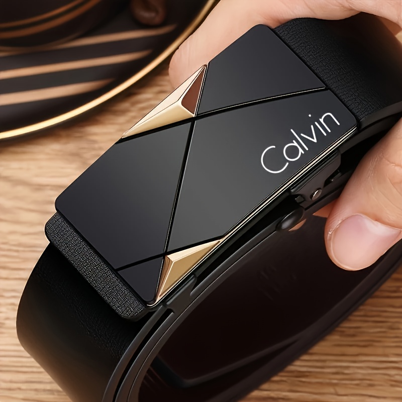   mens automatic   belt   pu leather with alloy tip business casual design for office and casual attire   gift   modern accessory featuring a durable clasp a must have fashion essential