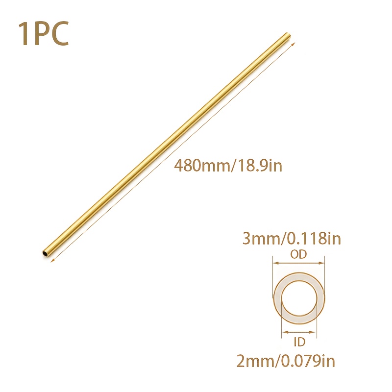 TEMU High-quality Hollow Brass Tubes, With Diameters Of 2/3/4/5/6/7mm, Length Of 480mm, And Wall Thickness Of 0.5mm. Made From Premium Industrial