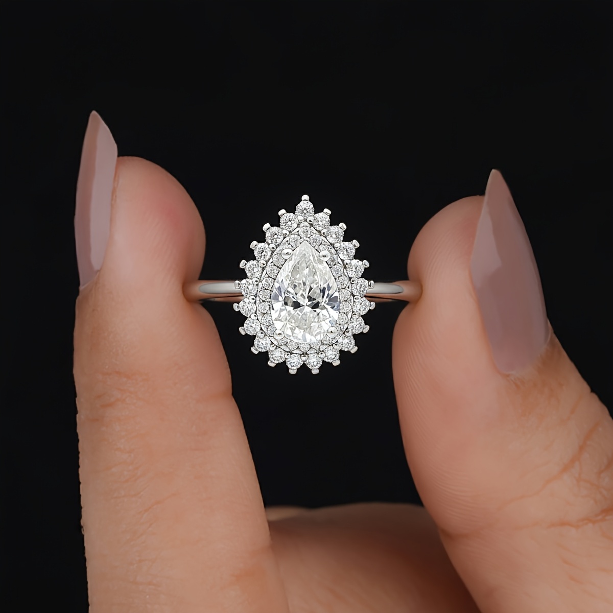Women's Vintage Teardrop Ring, Elegant Wedding Jewelry Gift