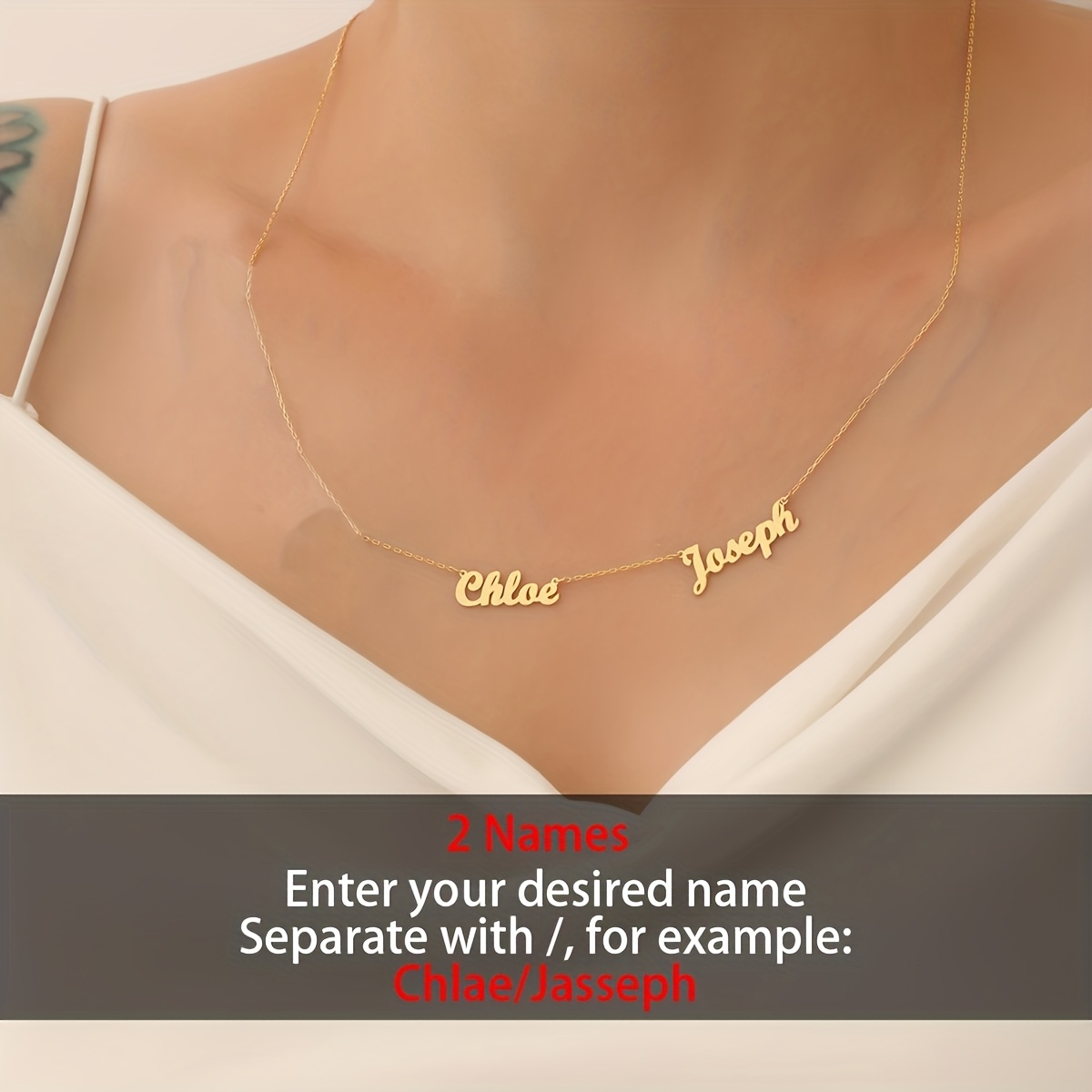 TEMU Gepersonaliseerde Custom 1-5 Engelse Naam Fashion Hanger Ketting, Roestvrij Staal Materiaal, 18K Verguld, Multi-Naam Familie Ketting Verstelbare