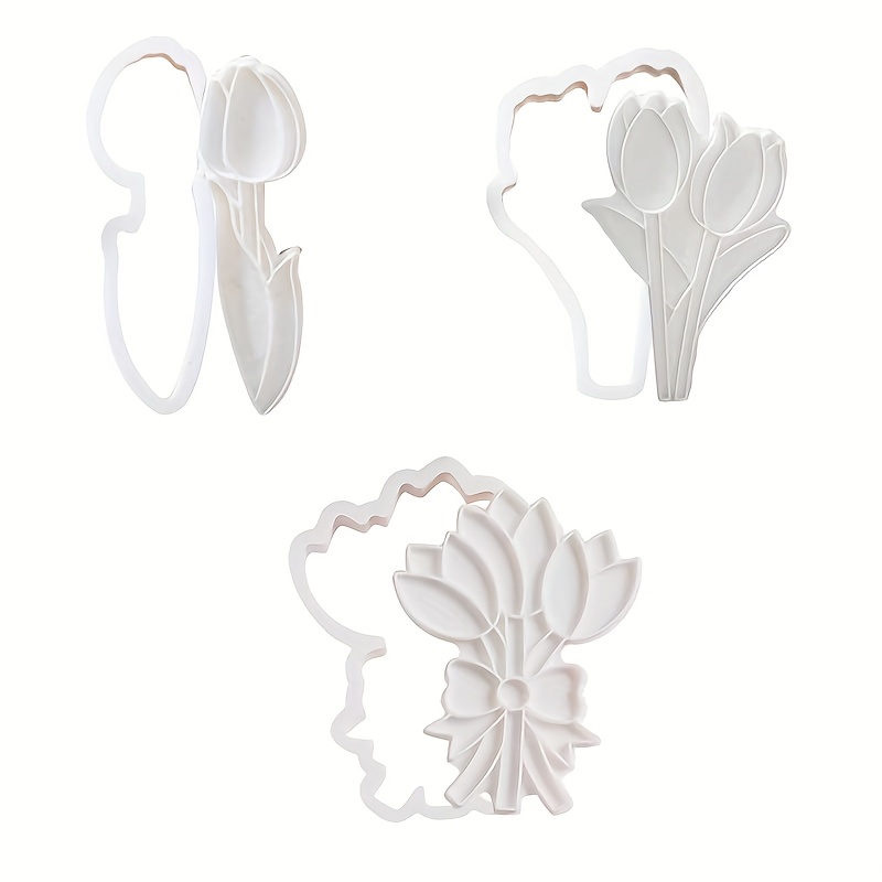 Image of 6pcs Tulip-shaped Cookie Cutter Set, 3d Printed Plastic Cookie Cutters, Suitable For Thanksgiving, Mother's Day, Or Birthday Party Baking Tools, Without Handles, No Power Supply Included