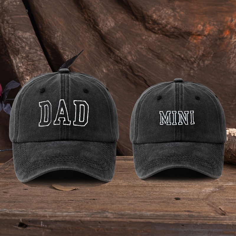 Image of 2pcs Dad Mini Set Embroidered Baseball Pack Outdoor Casual Sports Vacation Camping Sun Washed Vintage Adjustable Lightweight Soft Breathable Sweat Absorbent Hats