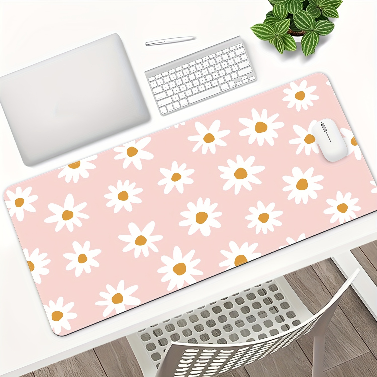 

Floral Daisy Design Rubber Mouse Pad, 1pc Large Non-slip Thick Gaming Desk Mat, Washable Extended Mousepad For E-sports & Office Use