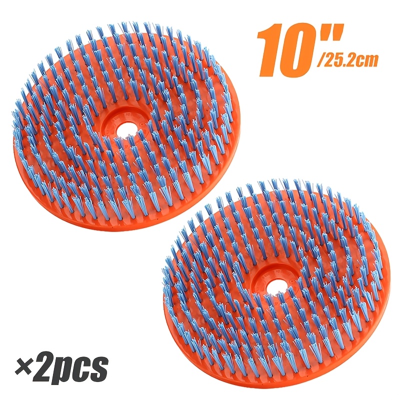 Image of 2pcs 10-inch Disc Heavy-duty Lawn Brush Fit For - Mowers, Durable Wide-clean Disc Attachment For Driveways, , Gravel, And Cement Floors