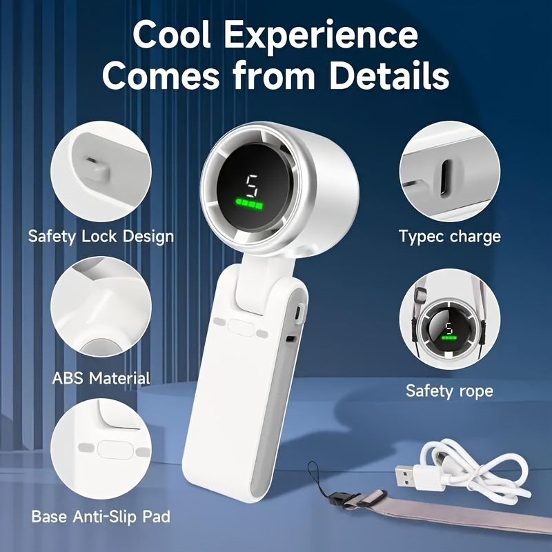Portable Turbo Fan Designed for Hand Use, Featuring a 3-In-1 High-Speed Configuration, 5 Adjustable Wind Speeds, And USB Rechargeable Capability, Perfect for Outdoor Activities, Travel, Camping, And Work