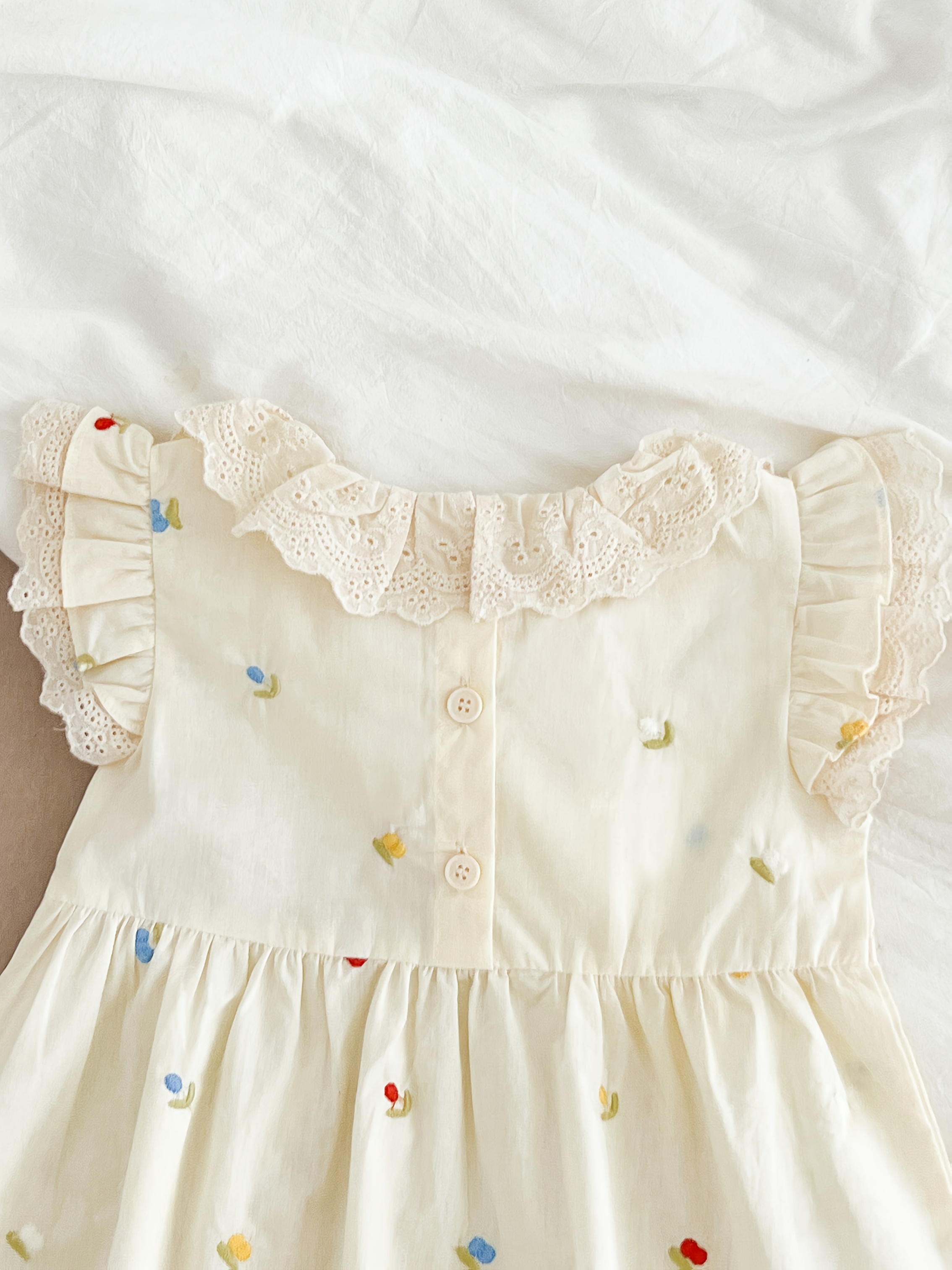 100 cotton girls summer dress sleeves lace collar - Temu