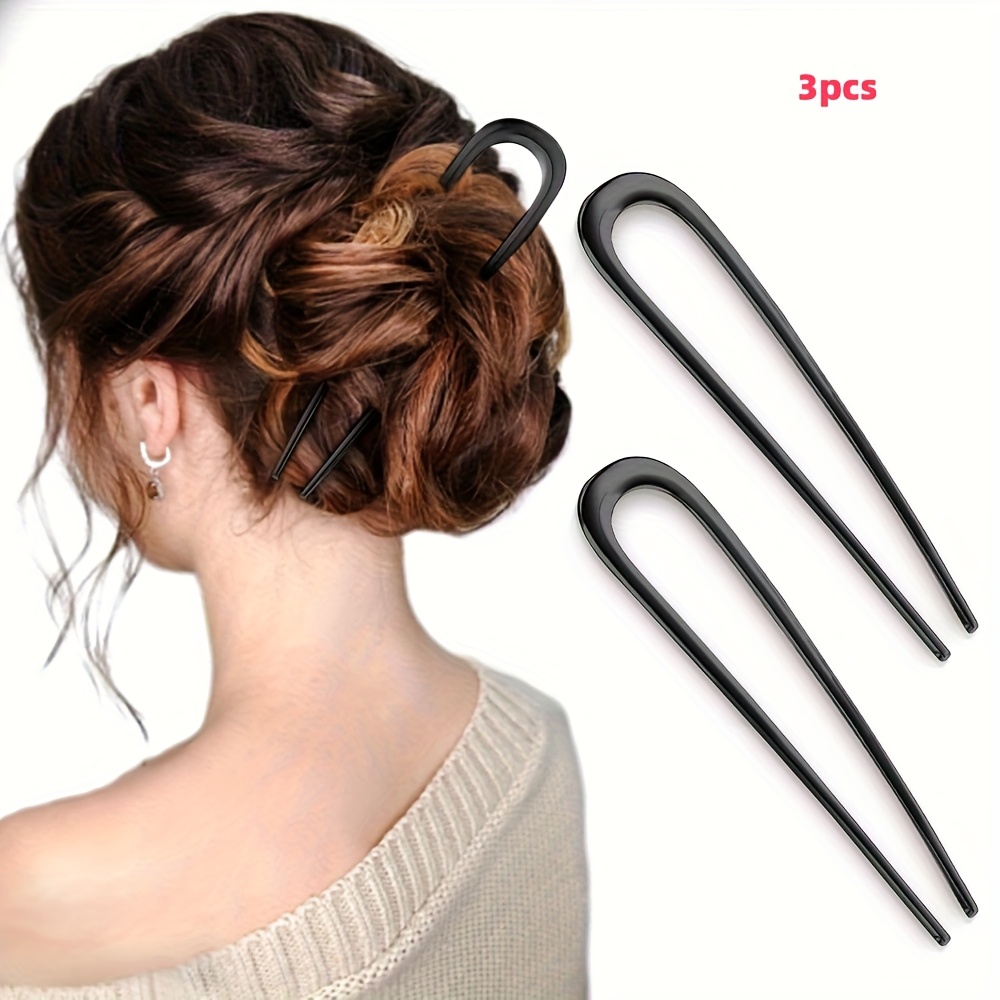 3pcs elegant black french twist hair pins inch u shaped Temu