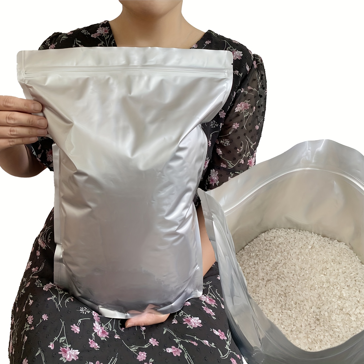 TEMU Rice Storage Bags Rice Bags Aluminum Bags With Zipper (refrigerator Storage) Lightproof Bags With Zip For Storage